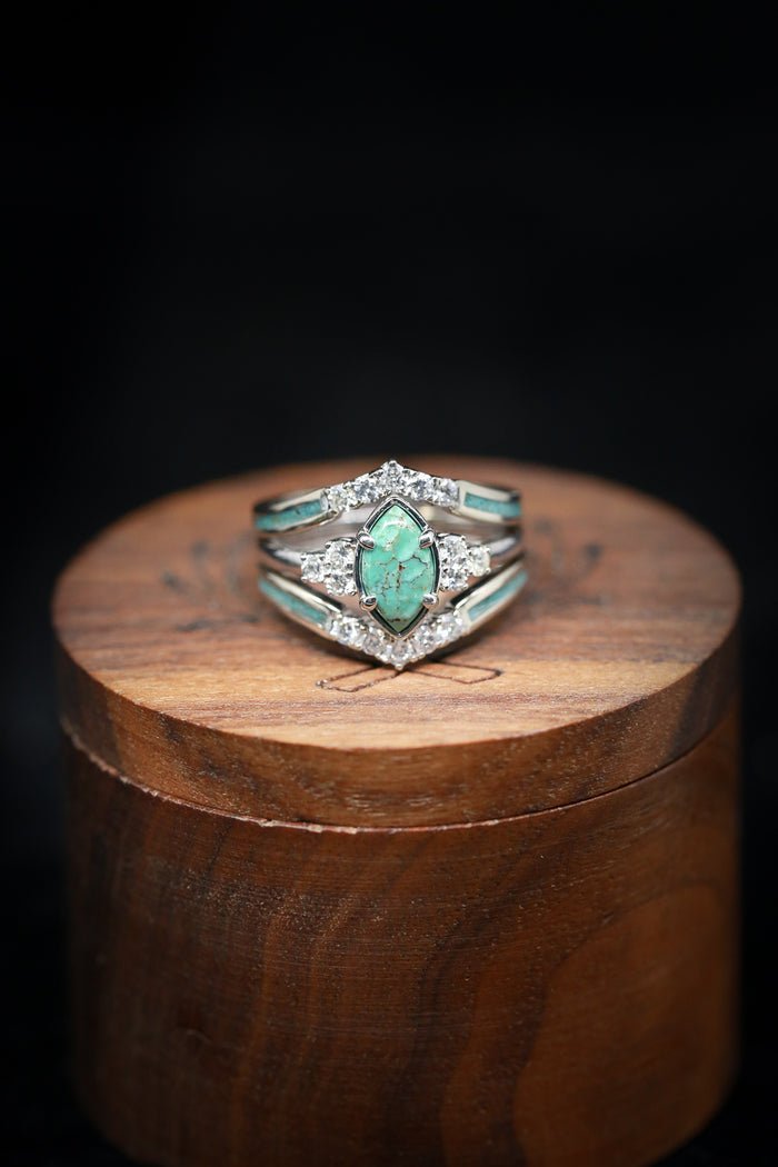 🎁Sterling Silver Natural Turquoise Diamond Ring