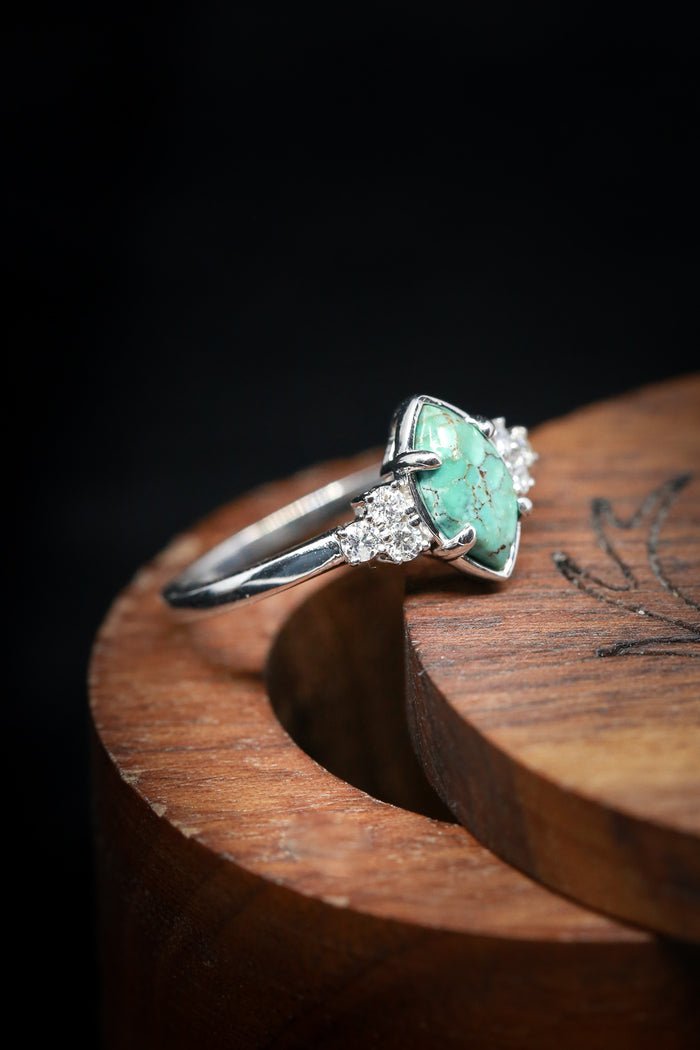 🎁Sterling Silver Natural Turquoise Diamond Ring