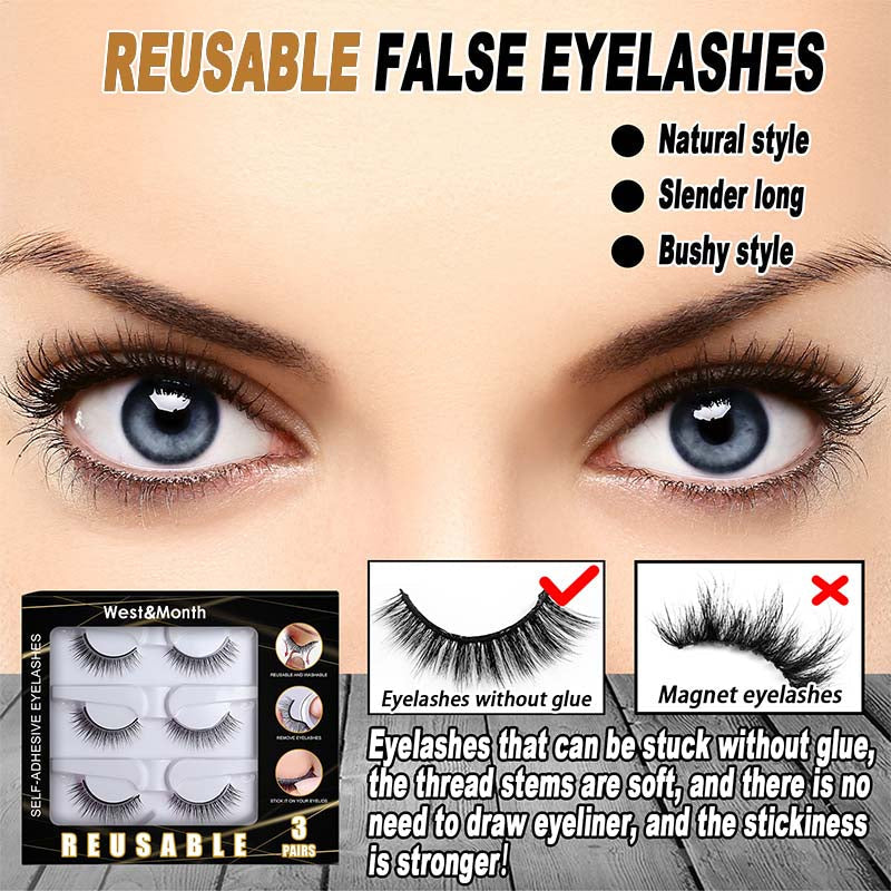 Self-adhesive Smooth False Eyelashes（3 Pairs）