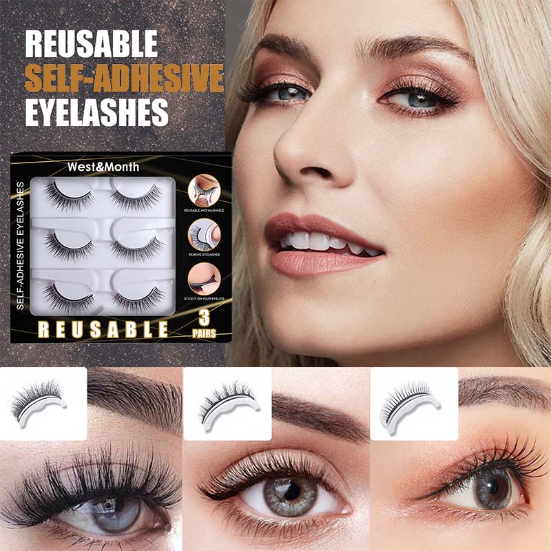 Self-adhesive Smooth False Eyelashes（3 Pairs）