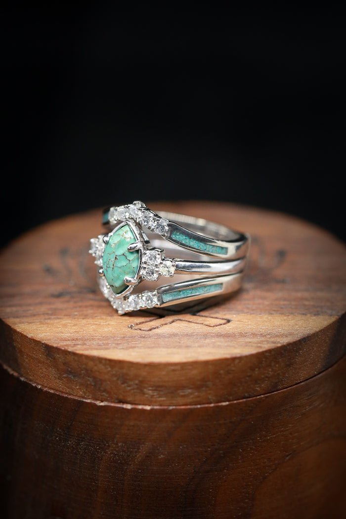 🎁Sterling Silver Natural Turquoise Diamond Ring