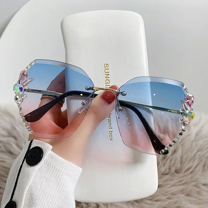 2022 Woman Rimless Diamond Sunglasses