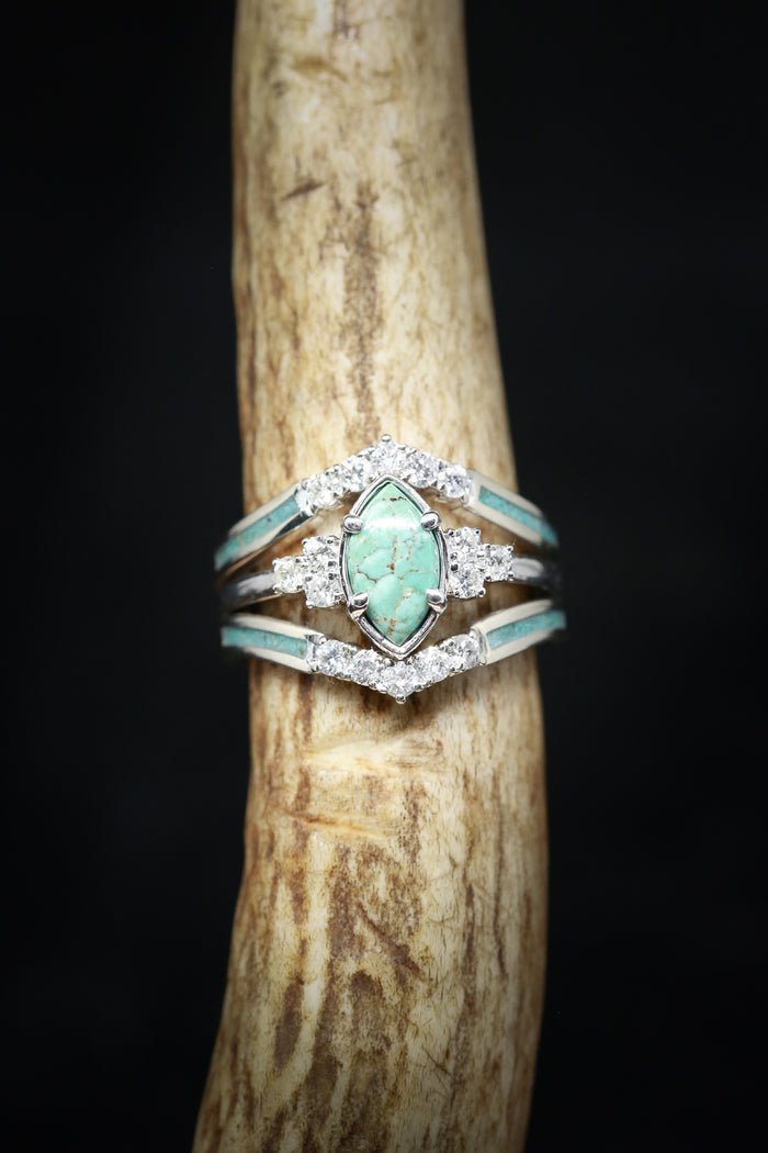 🎁Sterling Silver Natural Turquoise Diamond Ring