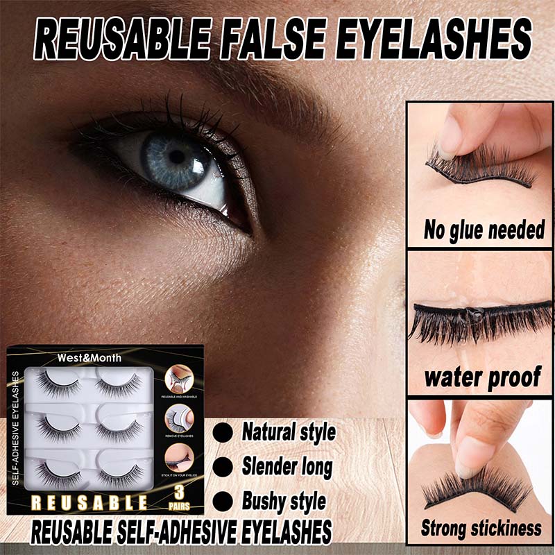 Self-adhesive Smooth False Eyelashes（3 Pairs）