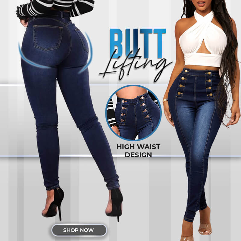 🔥Buy 2 Free Shipping🔥Double Breasted High Waist Skinny Jeans