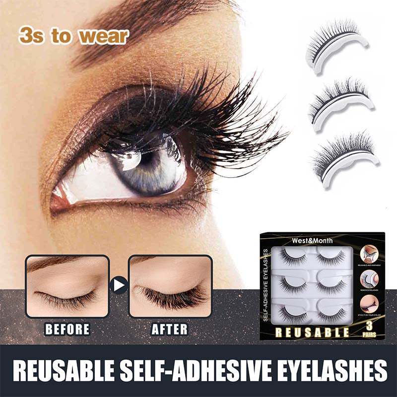 Self-adhesive Smooth False Eyelashes（3 Pairs）