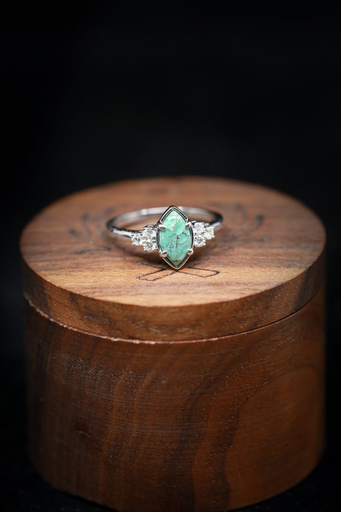 🎁Sterling Silver Natural Turquoise Diamond Ring