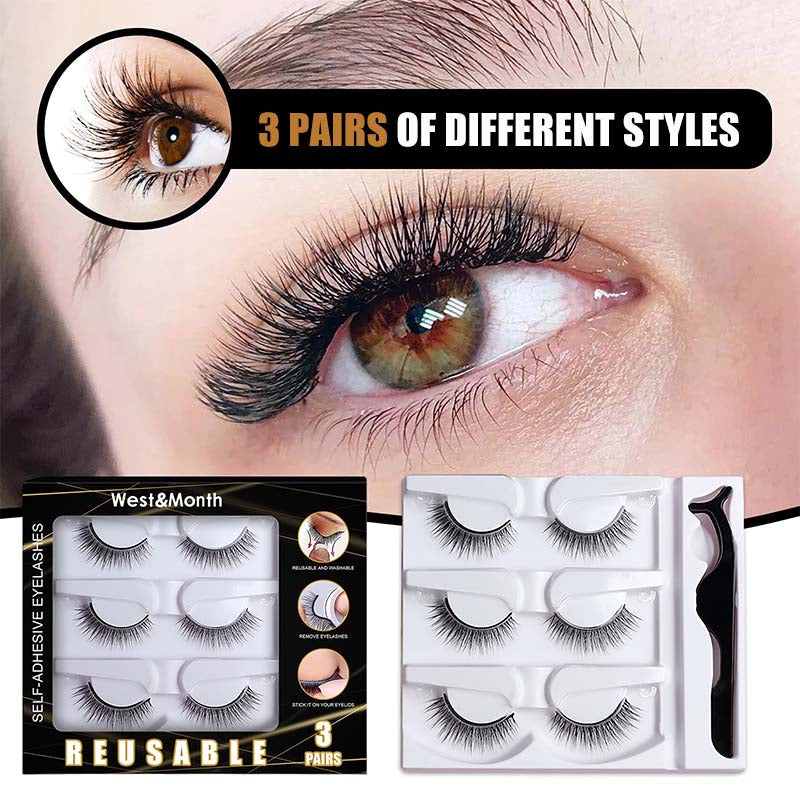 Self-adhesive Smooth False Eyelashes（3 Pairs）