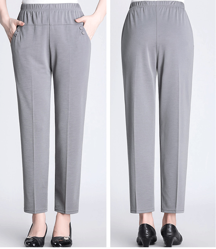 Stretch Elastic Waist Straight Casual Pants