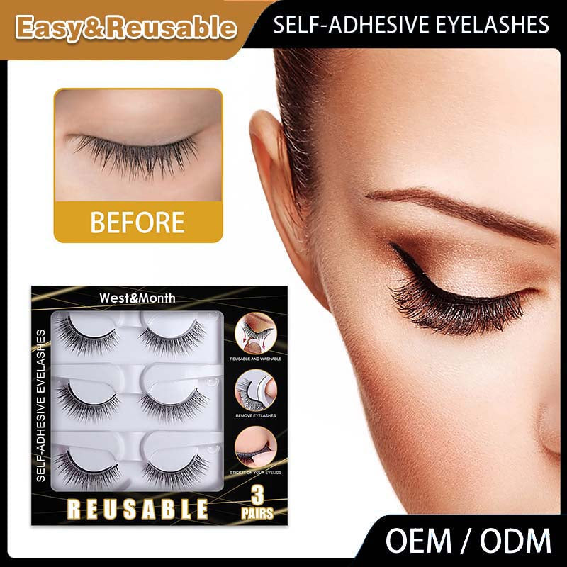 Self-adhesive Smooth False Eyelashes（3 Pairs）