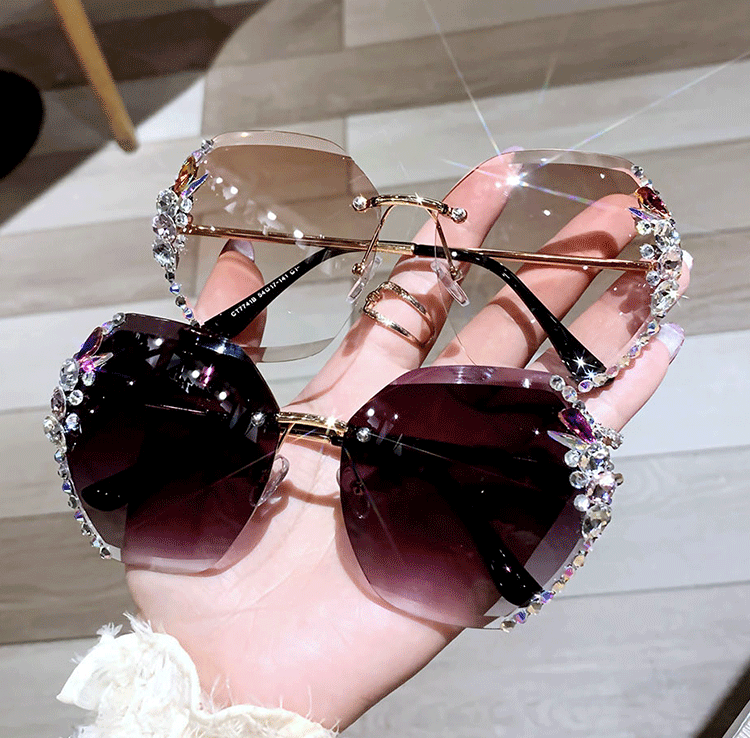 2022 Woman Rimless Diamond Sunglasses